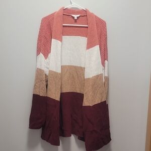 Time and Tru Multicolor Striped Cardigan